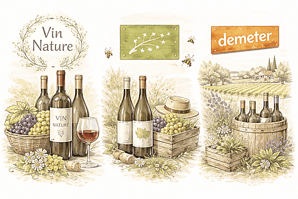 Différence entre vin nature, bio et biodynamie